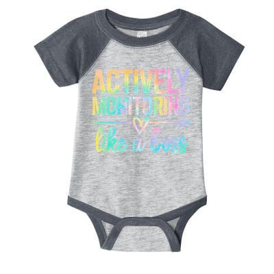 Actively Monitoring Like A Boss State Testing Day Teacher Infant Baby Jersey Bodysuit