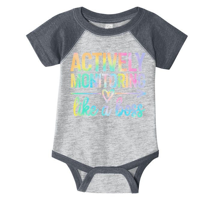 Actively Monitoring Like A Boss State Testing Day Teacher Infant Baby Jersey Bodysuit