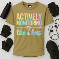 Actively Monitoring Like A Boss State Testing Day Teacher Cooling Performance Crew T-Shirt