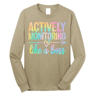 Actively Monitoring Like A Boss State Testing Day Teacher Long Sleeve Shirt