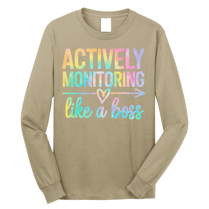 Actively Monitoring Like A Boss State Testing Day Teacher Long Sleeve Shirt