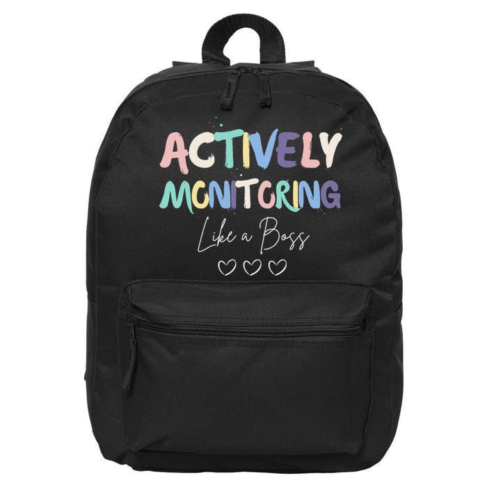 Actively Monitoring Like A Boss State Testing Day Teacher 16 in Basic Backpack