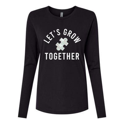 Autism Mom Let's Grow Together Puzzle Piece Autism Awareness Cool Gift Womens Cotton Relaxed Long Sleeve T-Shirt