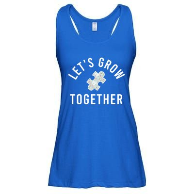 Autism Mom Let's Grow Together Puzzle Piece Autism Awareness Cool Gift Ladies Essential Flowy Tank