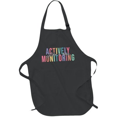 Actively Monitoring Like A Boss State Testing Teacher Full-Length Apron With Pockets