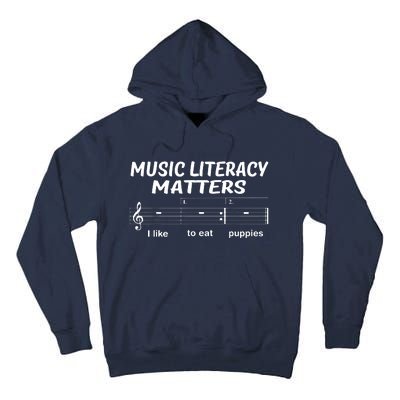 Awesome Music Literacy Matters I Like To Eat Puppies Tall Hoodie