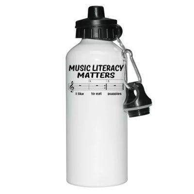 Awesome Music Literacy Matters I Like To Eat Puppies Aluminum Water Bottle