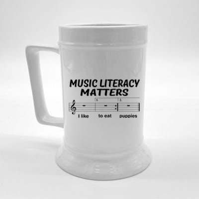 Awesome Music Literacy Matters I Like To Eat Puppies Beer Stein