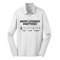 Awesome Music Literacy Matters I Like To Eat Puppies Silk Touch Performance Long Sleeve Polo