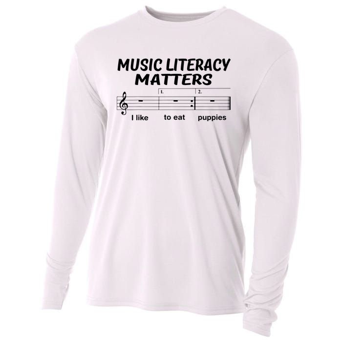 Awesome Music Literacy Matters I Like To Eat Puppies Cooling Performance Long Sleeve Crew