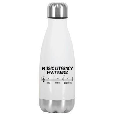 Awesome Music Literacy Matters I Like To Eat Puppies Stainless Steel Insulated Water Bottle