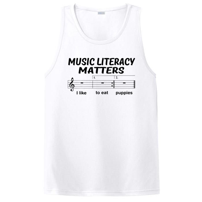 Awesome Music Literacy Matters I Like To Eat Puppies PosiCharge Competitor Tank