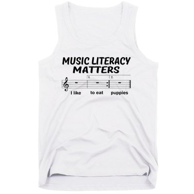 Awesome Music Literacy Matters I Like To Eat Puppies Tank Top