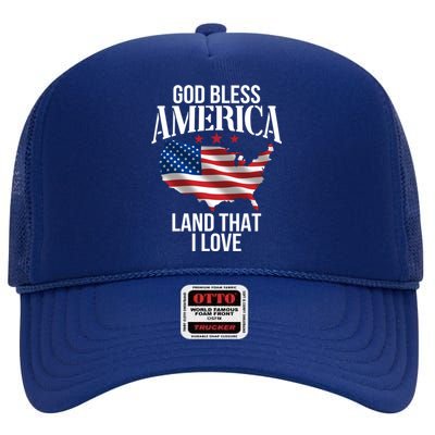 American Map Land That I Love Patrioticic Memorial Day 4th O Gift High Crown Mesh Back Trucker Hat