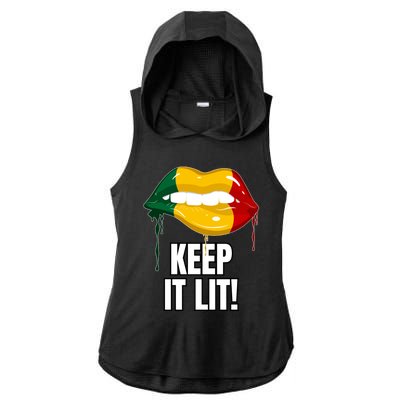 Authentic Melanin Lips Keep It Lit And Unapologetic Design Funny Gift Ladies PosiCharge Tri-Blend Wicking Draft Hoodie Tank