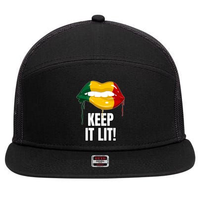 Authentic Melanin Lips Keep It Lit And Unapologetic Design Funny Gift 7 Panel Mesh Trucker Snapback Hat