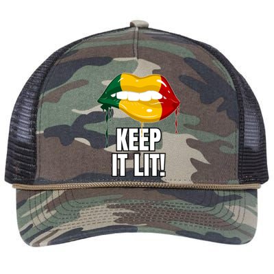 Authentic Melanin Lips Keep It Lit And Unapologetic Design Funny Gift Retro Rope Trucker Hat Cap