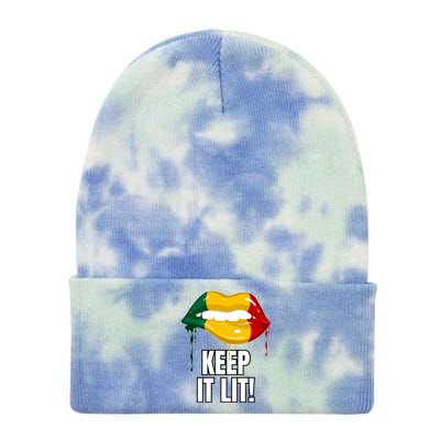 Authentic Melanin Lips Keep It Lit And Unapologetic Design Funny Gift Tie Dye 12in Knit Beanie