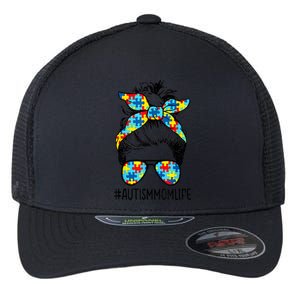 Autism Mom Life Messy Bun Sunglasses Bandana Mothers Day Great Gift Flexfit Unipanel Trucker Cap