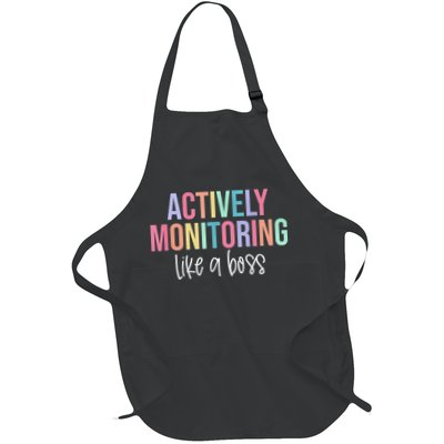 Actively Monitoring Like A Boss State Testing Teacher Full-Length Apron With Pockets