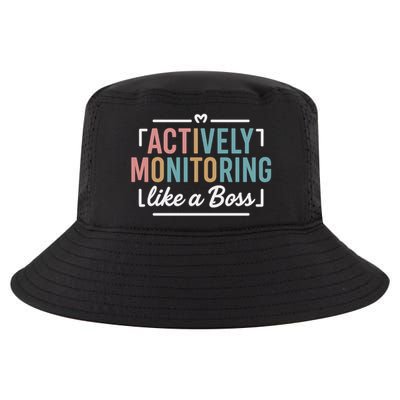 Actively Monitoring Like A Boss State Testing Day Teacher Cool Comfort Performance Bucket Hat