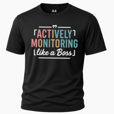 Actively Monitoring Like A Boss State Testing Day Teacher Cooling Performance Crew T-Shirt