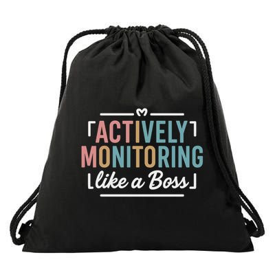 Actively Monitoring Like A Boss State Testing Day Teacher Drawstring Bag