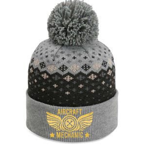 Aircraft Mechanic Logo Badge Aviation Gift The Baniff Cuffed Pom Beanie