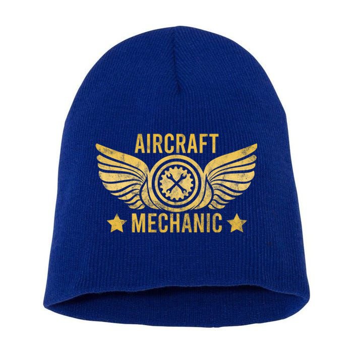 Aircraft Mechanic Logo Badge Aviation Gift Short Acrylic Beanie