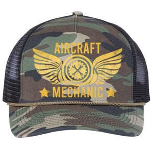 Aircraft Mechanic Logo Badge Aviation Gift Retro Rope Trucker Hat Cap