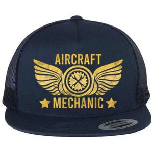 Aircraft Mechanic Logo Badge Aviation Gift Flat Bill Trucker Hat