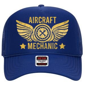 Aircraft Mechanic Logo Badge Aviation Gift High Crown Mesh Back Trucker Hat