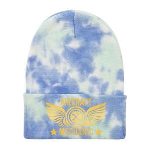 Aircraft Mechanic Logo Badge Aviation Gift Tie Dye 12in Knit Beanie