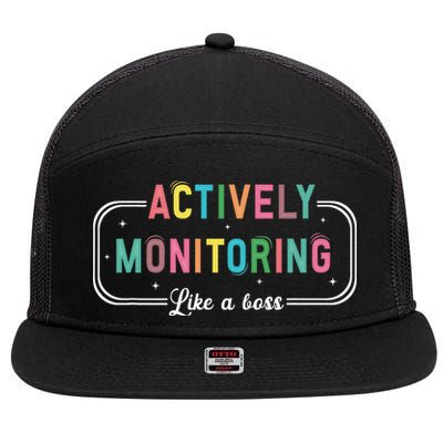 Actively Monitoring Like A Boss State Testing Teacher 7 Panel Mesh Trucker Snapback Hat