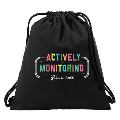 Actively Monitoring Like A Boss State Testing Teacher Drawstring Bag