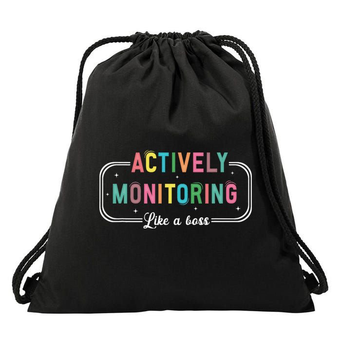 Actively Monitoring Like A Boss State Testing Teacher Drawstring Bag