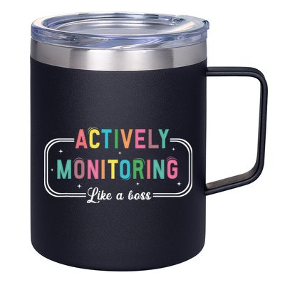 Actively Monitoring Like A Boss State Testing Teacher 12oz Stainless Steel Coffee Mug