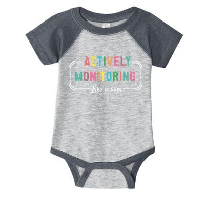 Actively Monitoring Like A Boss State Testing Teacher Infant Baby Jersey Bodysuit
