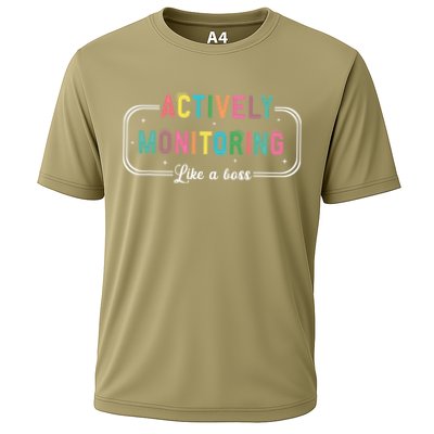 Actively Monitoring Like A Boss State Testing Teacher Cooling Performance Crew T-Shirt