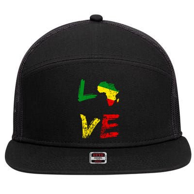 Africa Map Love Gift African American History Gift 7 Panel Mesh Trucker Snapback Hat