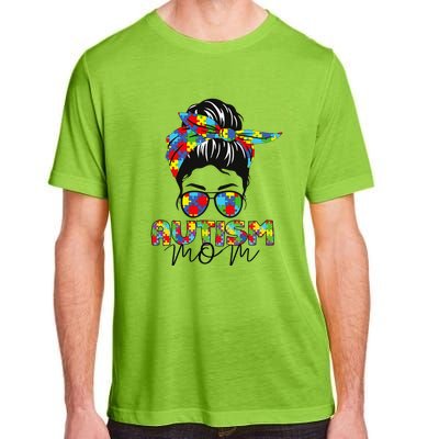 Autism Mom Life Messy Bun Sunglasses Bandana Mother’s Day Adult ChromaSoft Performance T-Shirt