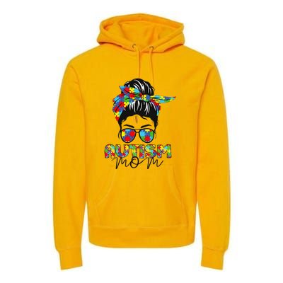 Autism Mom Life Messy Bun Sunglasses Bandana Mother’s Day Premium Hoodie