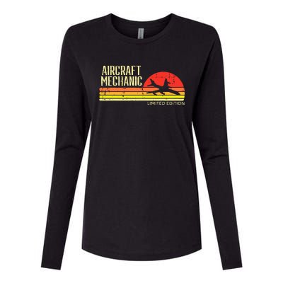 Aircraft Mechanic Limited Edition Retro Aviation Womens Cotton Relaxed Long Sleeve T-Shirt