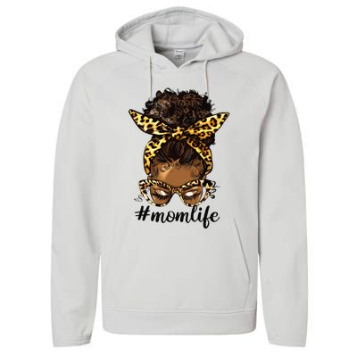 Afro Mom Life Messy Bun American Black Mom Mother’s Day Performance Fleece Hoodie