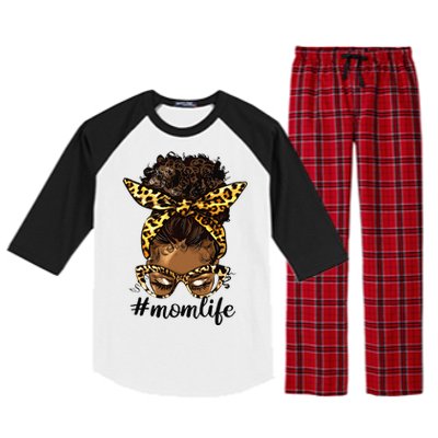 Afro Mom Life Messy Bun American Black Mom Mother’s Day Raglan Sleeve Pajama Set