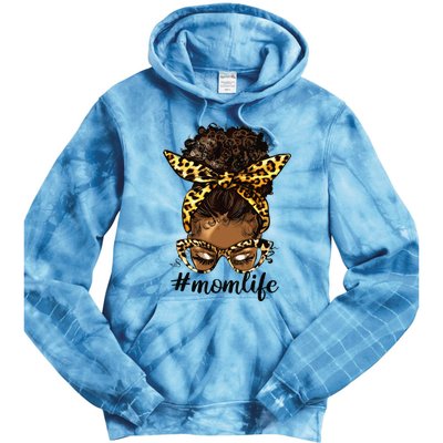 Afro Mom Life Messy Bun American Black Mom Mother’s Day Tie Dye Hoodie