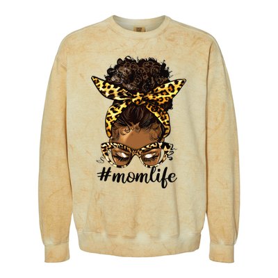 Afro Mom Life Messy Bun American Black Mom Mother’s Day Colorblast Crewneck Sweatshirt