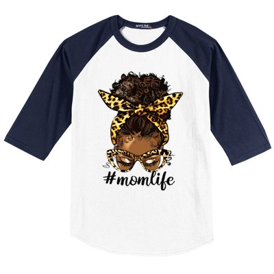 Afro Mom Life Messy Bun American Black Mom Mother’s Day Baseball Sleeve Shirt