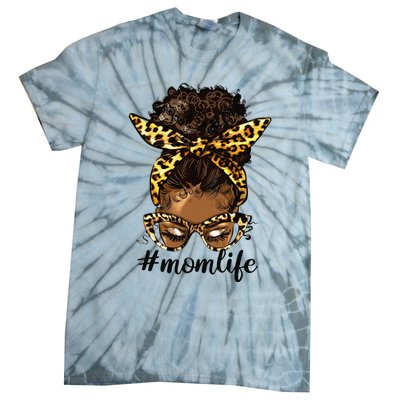 Afro Mom Life Messy Bun American Black Mom Mother’s Day Tie-Dye T-Shirt