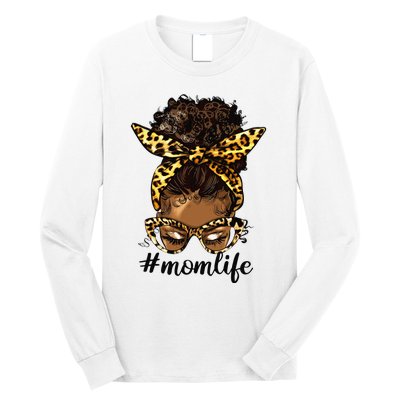 Afro Mom Life Messy Bun American Black Mom Mother’s Day Long Sleeve Shirt